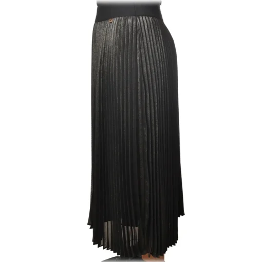 Twinset - Pleated Longuette Skirt Lamè Effect - Anthracite - Skirt - Made in Italy - Luxury Exclusive Collection - Avvenice