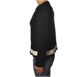 Twinset - Roulet Crater Neck Sweater - Black White - Knitwear - Made in Italy - Luxury Exclusive Collection - Avvenice