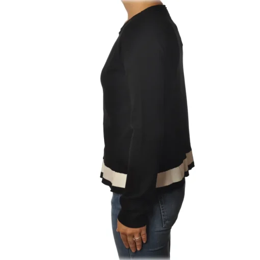 Twinset - Roulet Crater Neck Sweater - Black White - Knitwear - Made in Italy - Luxury Exclusive Collection - Avvenice