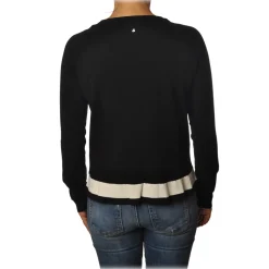 Twinset - Roulet Crater Neck Sweater - Black White - Knitwear - Made in Italy - Luxury Exclusive Collection - Avvenice