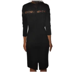 Twinset - Sheath Technical Dress with Lace Detail - Black - Dress - Made in Italy - Luxury Exclusive Collection - Avvenice^ Dresses