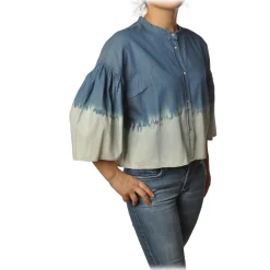 Twinset - Shirt with Kimono Sleeves - White/Blu - Shirt - Made in Italy - Luxury Exclusive Collection - Avvenice^ Shirts