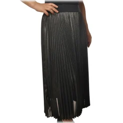 Twinset - Skirt Made of Plated Effect Fabric - Black - Skirt - Made in Italy - Luxury Exclusive Collection - Avvenice^ Skirts