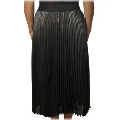 Twinset - Skirt Made of Plated Effect Fabric - Black - Skirt - Made in Italy - Luxury Exclusive Collection - Avvenice^ Skirts