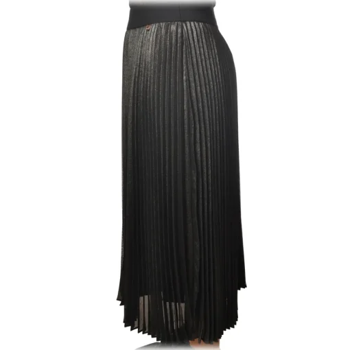 Twinset - Skirt Made of Plated Effect Fabric - Black - Skirt - Made in Italy - Luxury Exclusive Collection - Avvenice^ Skirts