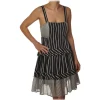 Twinset - Striped Flounced Dress with Thin Straps - Black/White - Dress - Made in Italy - Luxury Exclusive Collection - Avvenice^ Dresses