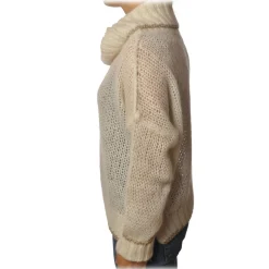 Twinset - Sweater with Soft High Neck Oversized - Cream - Knitwear - Made in Italy - Luxury Exclusive Collection - Avvenice^ Knitwears