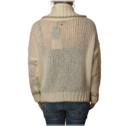 Twinset - Sweater with Soft High Neck Oversized - Cream - Knitwear - Made in Italy - Luxury Exclusive Collection - Avvenice^ Knitwears