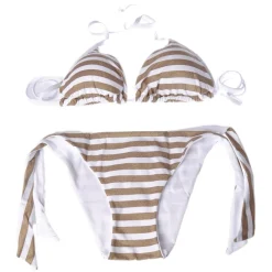 Twinset - Triangle Sea Padded Stripe Print - Gold/White - Bikini - Made in Italy - Luxury Exclusive Collection - Avvenice^ Swimwear