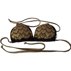 Twinset - Triangle Sea Padded Paillettes - Black/Gold - Bikini - Made in Italy - Luxury Exclusive Collection - Avvenice^ Swimwear