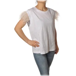 Twinset - T-Shirt With Ostrich Pattern - White - T-shirt - Made in Italy - Luxury Exclusive Collection - Avvenice^ T-shirt