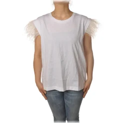 Twinset - T-Shirt With Ostrich Pattern - White - T-shirt - Made in Italy - Luxury Exclusive Collection - Avvenice^ T-shirt