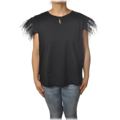 Twinset - T-Shirt With Ostrich Pattern - Black - T-shirt - Made in Italy - Luxury Exclusive Collection - Avvenice
