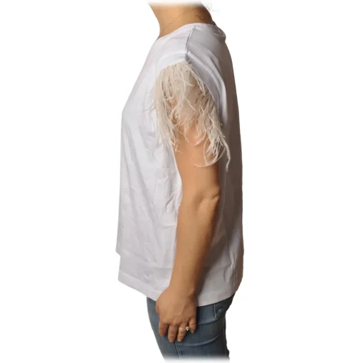 Twinset - T-Shirt With Ostrich Pattern - White - T-shirt - Made in Italy - Luxury Exclusive Collection - Avvenice^ T-shirt