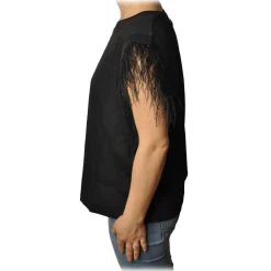 Twinset - T-Shirt With Ostrich Pattern - Black - T-shirt - Made in Italy - Luxury Exclusive Collection - Avvenice