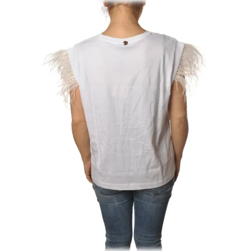 Twinset - T-Shirt With Ostrich Pattern - White - T-shirt - Made in Italy - Luxury Exclusive Collection - Avvenice^ T-shirt