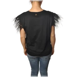 Twinset - T-Shirt With Ostrich Pattern - Black - T-shirt - Made in Italy - Luxury Exclusive Collection - Avvenice