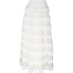 Valentino - White Tulle Long Skirt - Exclusive Luxury Collection - Avvenice