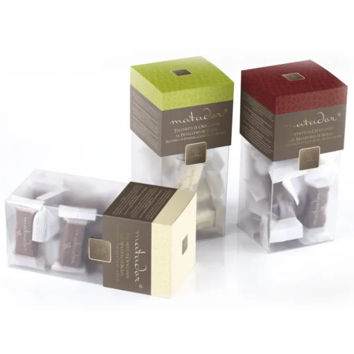 Vincente Delicacies - Crunchy Nougat Pieces with Sicilian Almonds and Covered with Extra-Dark Chocolate - Matador Crystal Box - Avvenice^ Sweets