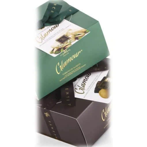 Vincente Delicacies - Soft Almond Nougat Candies and Covered with 70% Extra-Dark Chocolate - Glamour - Ribbon Box - Avvenice^ Sweets