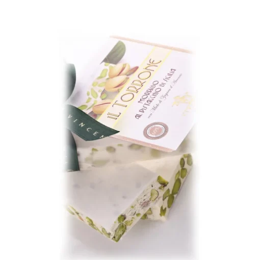 Vincente Delicacies - Soft Nougat Bar with Sicilian Pistachios - Opal Ribbon Flow-Pack - Avvenice