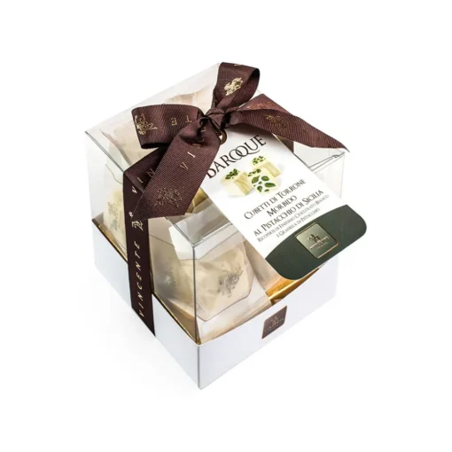 Vincente Delicacies - Soft Nougat Pieces with Sicilian Pistachio and Coated with Fine White Chocolate - Baroque - Avvenice^ Sweets