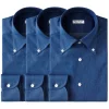 Viola Milano - 3 Classic Solid Package Button-Down Collar Shirt - Denim - Handmade in Italy - Luxury Exclusive Collection - Avvenice^ Shirts