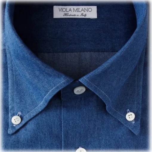 Viola Milano - 3 Classic Solid Package Button-Down Collar Shirt - Denim - Handmade in Italy - Luxury Exclusive Collection - Avvenice^ Shirts