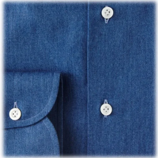 Viola Milano - 3 Classic Solid Package Button-Down Collar Shirt - Denim - Handmade in Italy - Luxury Exclusive Collection - Avvenice^ Shirts