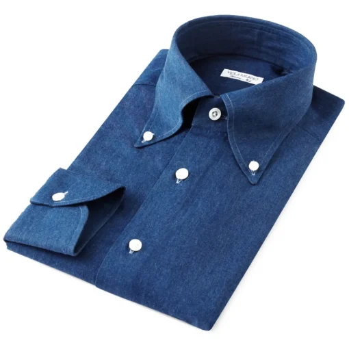 Viola Milano - 3 Classic Solid Package Button-Down Collar Shirt - Denim - Handmade in Italy - Luxury Exclusive Collection - Avvenice^ Shirts