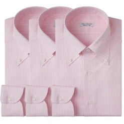 Viola Milano - 3 Oxford Stripe Package Button-Down Collar Shirt - Pink/White - Handmade in Italy - Luxury Exclusive Collection - Avvenice^ Shirts