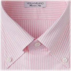 Viola Milano - 3 Oxford Stripe Package Button-Down Collar Shirt - Pink/White - Handmade in Italy - Luxury Exclusive Collection - Avvenice^ Shirts