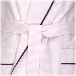 Viola Milano - American Oxford Stripe Dressing Gown - Pink and White - Handmade in Italy - Luxury Exclusive Collection - Avvenice