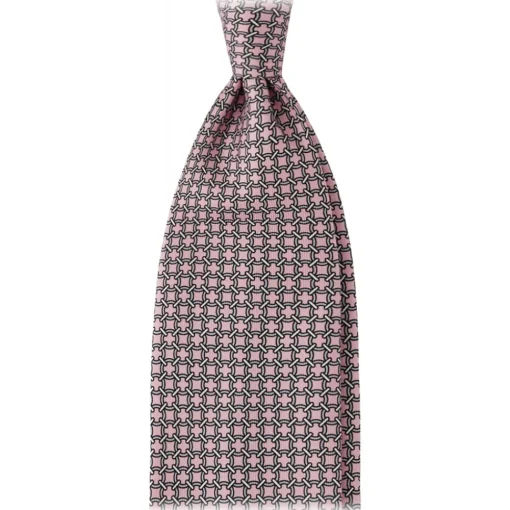 Viola Milano - Artisan Chain Selftipped Silk Tie - Pink Mix - Handmade in Italy - Luxury Exclusive Collection - Avvenice