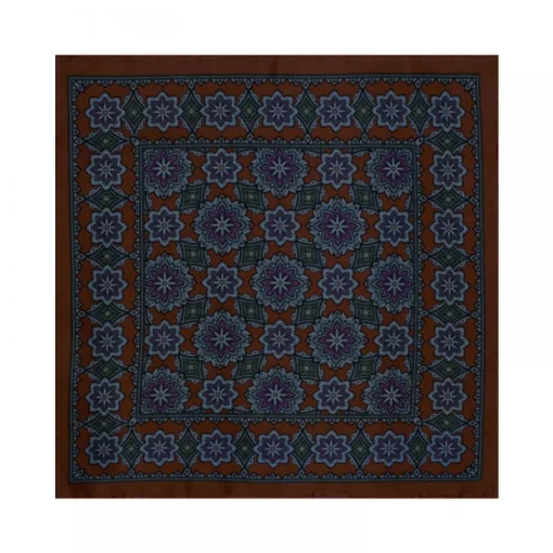Viola Milano - Artisan Floral Silk Pocket Square - Brown Mix - Handmade in Italy - Luxury Exclusive Collection - Avvenice