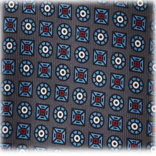 Viola Milano - Artisan Floral Handprinted Selftipped Silk Tie - Grey - Made in Italy - Luxury Exclusive Collection - Avvenice