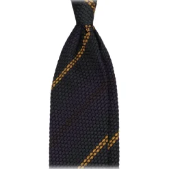 Viola Milano - Artisan Stripe 3-Fold Grenadine Tie - Navy/Green Mix - Handmade in Italy - Luxury Exclusive Collection - Avvenice^ Ties & Bow Ties