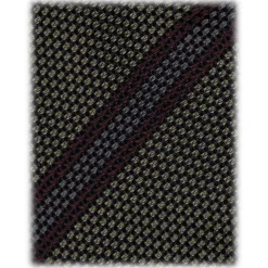 Viola Milano - Artisan Stripe 3-Fold Grenadine Tie - Olive Mix - Handmade in Italy - Luxury Exclusive Collection - Avvenice
