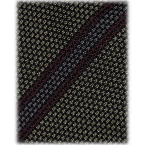 Viola Milano - Artisan Stripe 3-Fold Grenadine Tie - Olive Mix - Handmade in Italy - Luxury Exclusive Collection - Avvenice