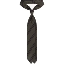 Viola Milano - Artisan Stripe 3-Fold Grenadine Tie - Olive Mix - Handmade in Italy - Luxury Exclusive Collection - Avvenice