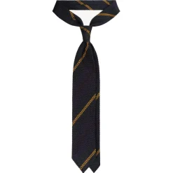 Viola Milano - Artisan Stripe 3-Fold Grenadine Tie - Navy/Green Mix - Handmade in Italy - Luxury Exclusive Collection - Avvenice^ Ties & Bow Ties