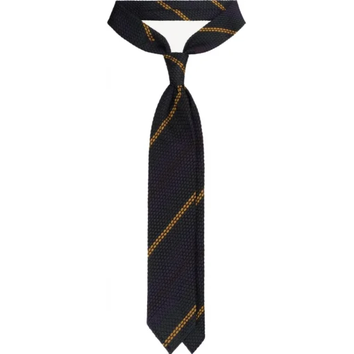 Viola Milano - Artisan Stripe 3-Fold Grenadine Tie - Navy/Green Mix - Handmade in Italy - Luxury Exclusive Collection - Avvenice^ Ties & Bow Ties