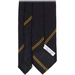 Viola Milano - Artisan Stripe 3-Fold Grenadine Tie - Navy/Green Mix - Handmade in Italy - Luxury Exclusive Collection - Avvenice^ Ties & Bow Ties