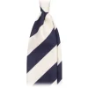 Viola Milano - Block Stripe Handrolled Woven Silk Jacquard Tie - Navy White - Made in Italy - Luxury Exclusive Collection - Avvenice^ Ties & Bow Ties
