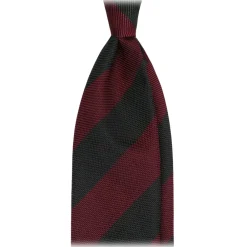 Viola Milano - Block Stripe 3-Fold Grenadine Tie - Red/Forest - Handmade in Italy - Luxury Exclusive Collection - Avvenice^ Ties & Bow Ties