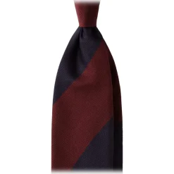 Viola Milano - Block Stripe Handrolled Woven Silk Jacquard Tie - Navy/Wine - Handmade in Italy - Luxury Exclusive Collection - Avvenice^ Ties & Bow Ties