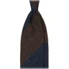 Viola Milano - Block Stripe Woven Grenadine/Shantung Tie - Navy/Brown - Handmade in Italy - Luxury Exclusive Collection - Avvenice