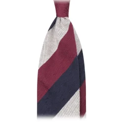 Viola Milano - Block Stripe Handrolled Woven Shantung Tie - Navy Mix - Made in Italy - Luxury Exclusive Collection - Avvenice^ Ties & Bow Ties