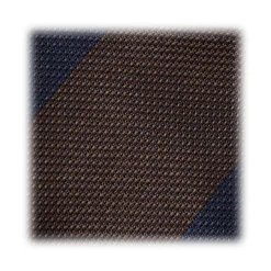 Viola Milano -  Block Stripe 3-fold Grenadine Tie – Navy Brown - Made in Italy - Luxury Exclusive Collection - Avvenice^ Ties & Bow Ties