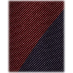 Viola Milano - Block Stripe Handrolled Woven Silk Jacquard Tie - Navy/Wine - Handmade in Italy - Luxury Exclusive Collection - Avvenice^ Ties & Bow Ties